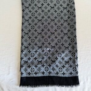 Louis Vuitton Gray and Black Shimmer Monogram Shawl